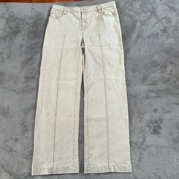 Soft Surroundings Wide Leg Tan Jeans Women's size Large Tall LT - Picture 1 of 6
